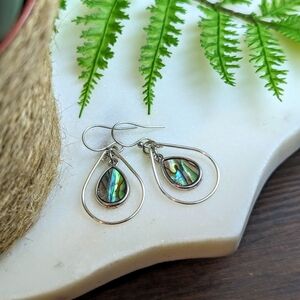 Minimalistic abalone shell drop earrings